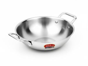 Classic Steels Triply Stainless Steel Kadai without Lid | 2.5 mm Thick | Triply Kadai with Heavy Bottom | Induction Friendly Triply Stainless Steel Cookware Kadhai | 5 Year Warranty